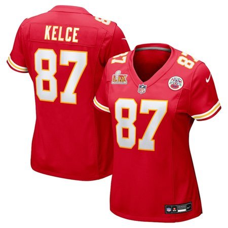 Women's Kansas City Chiefs #87 Travis Kelce Red Super Bowl LIX Game Jersey